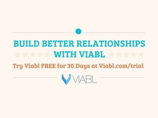 10 Great Customer Relationship Quotes
Try Viable Free for 30 Days at Viabl.com/trial
Build Better Customer Relationships With
Viabl.
 