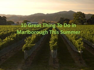 10 Great Thing To Do in
Marlborough This Summer
 
