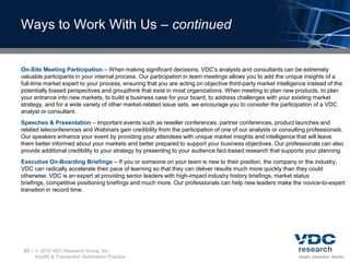 GS1 US Visibility Framework10–	 2010 VDC Research Group, Inc.AutoID & Transaction Automation Practice