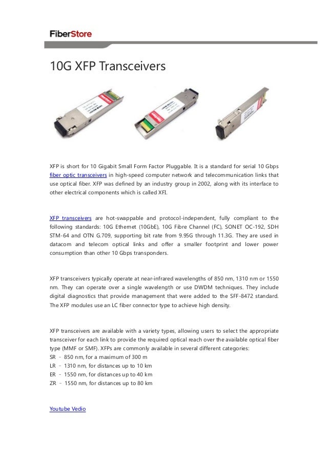 10G XFP Transceivers