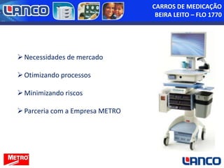 CARROS DE MEDICAÇÃO
BEIRA LEITO – FLO 1770

 Necessidades de mercado
 Otimizando processos
 Minimizando riscos
 Parceria com a Empresa METRO

 