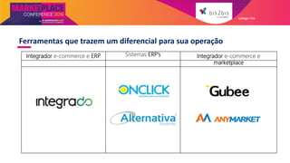 Ferramentas que trazem um diferencial para sua operação
Integrador e-commerce e ERP Sistemas ERP’s Integrador e-commerce e
marketplace
Galleger Ilhe
 