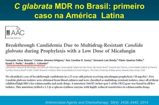 C glabrata MDR no Brasil: primeiro caso na América Latina 
Antimicrobial Agents and Chemotherapy 58(4): 2438–2440, 2014  