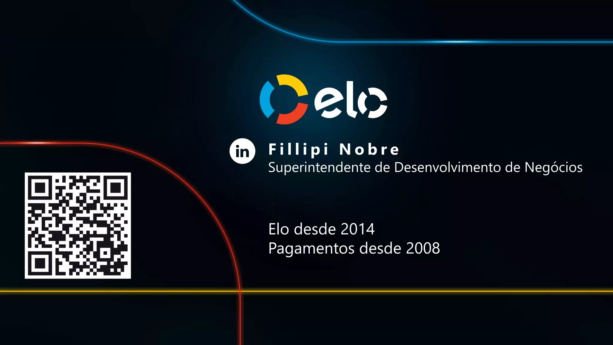 F i l l i p i N o b r e
Superintendente de Desenvolvimento de Negócios
Elo desde 2014
Pagamentos desde 2008