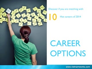 CAREER
OPTIONS
Discover if you are matching with
10 Hot careers of 2014
 