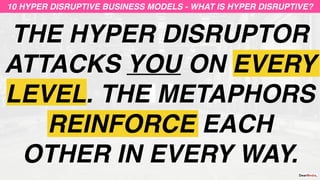 THE HYPER DISRUPTOR
ATTACKS YOU ON EVERY
LEVEL. THE METAPHORS
REINFORCE EACH
OTHER IN EVERY WAY.
10 HYPER DISRUPTIVE BUSIN...