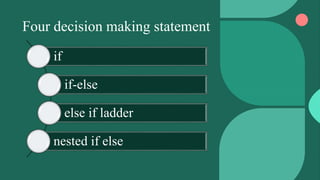 If statements in C | PPTX | Programming Languages | Computing