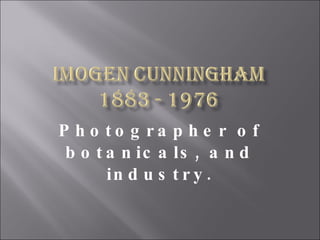 Photographer of botanicals, and industry. 