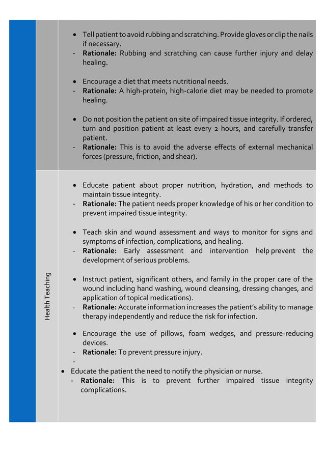 Short Term Goal For Impaired Skin Integrity Impaired Skin Integrity Nursing Care Plan | PDF