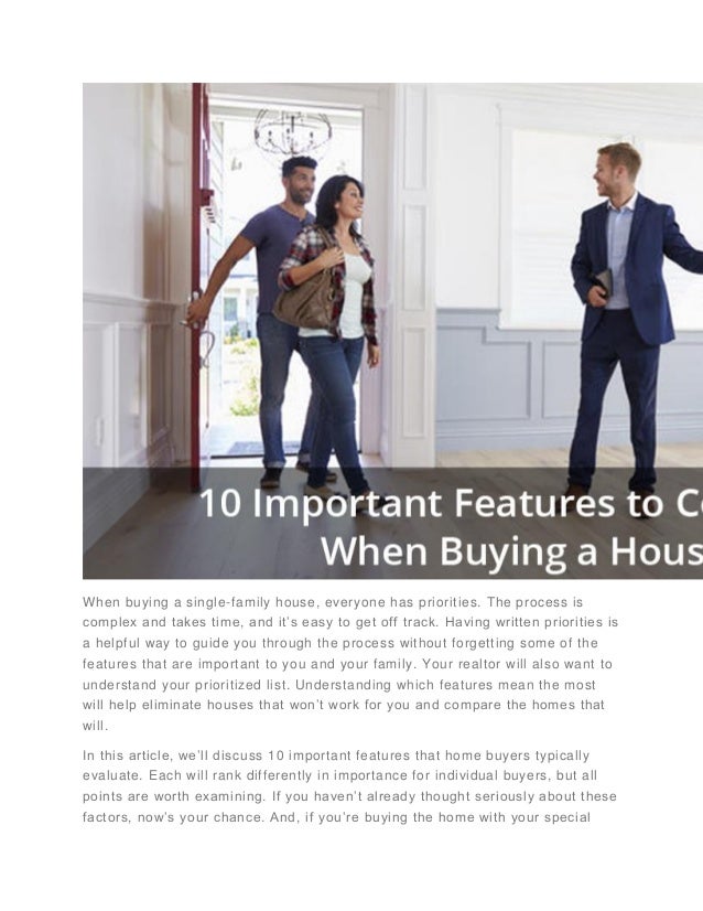 10 important features to consider when buying a house