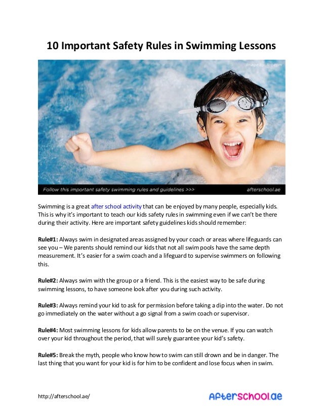 10 Important Safety Rules in Swimming Lessons