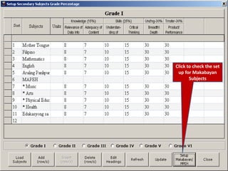 Click to check the set
up for Makabayan
Subjects
 