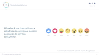 " # $
E.life Social CRM
10 Inovações de Social CRM para 2016 8
Novos botões de humor!
O facebook reactions deﬁnem a
relev...