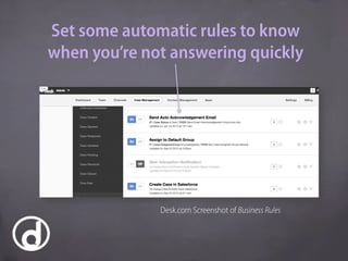 Desk.com Screenshot of Business Rules
Set some automatic rules to know
when you’re not answering quickly
 