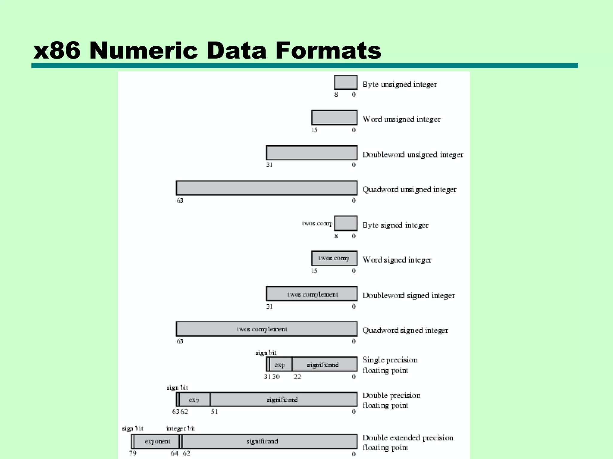 x86 Numeric Data Formats
 