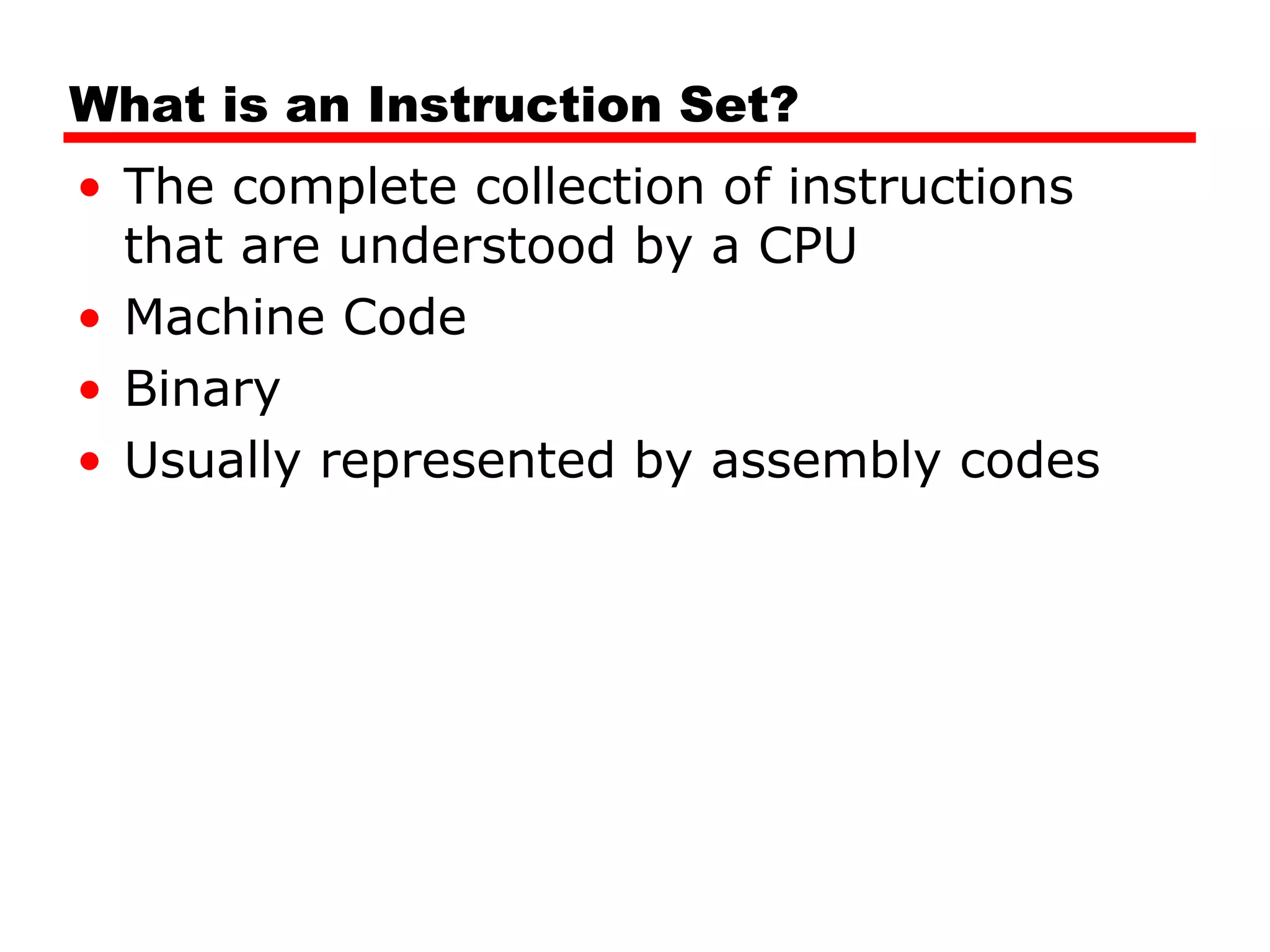 10 instruction sets characteristics | PPT