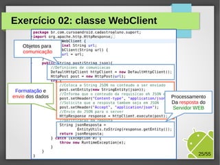 Exercício 02: classe WebClient
Objetos para
comunicação

Formatação e
envio dos dados

Processamento
Da resposta do
Servidor WEB

M.Sc. Márcio Palheta

25/55

 