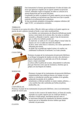 10 intrumentos de percusion,cuerda y viento | DOC