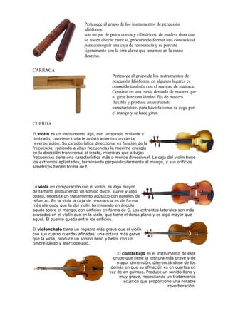 10 intrumentos de percusion,cuerda y viento | DOC