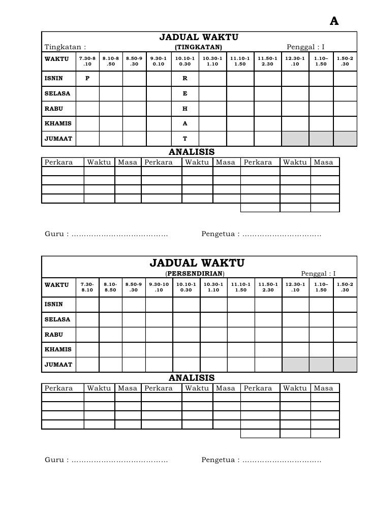 10 Jadual Waktu Guru Kosong