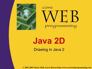 1 © 2001-2003 Marty Hall, Larry Brown http://www.corewebprogramming.com
core
programming
Java 2D
Drawing in Java 2
 