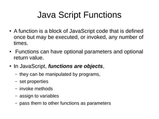 java script functions, classes | PPT