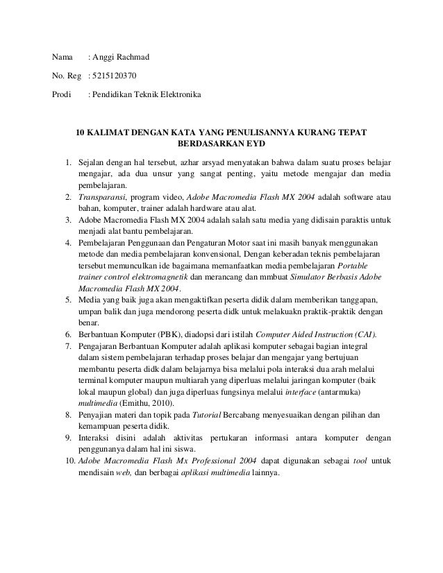 10 Kalimat Dengan Kata Yang Penulisannya Kurang Tepat Fix