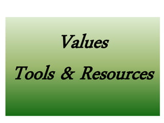 Values
Tools & Resources
 