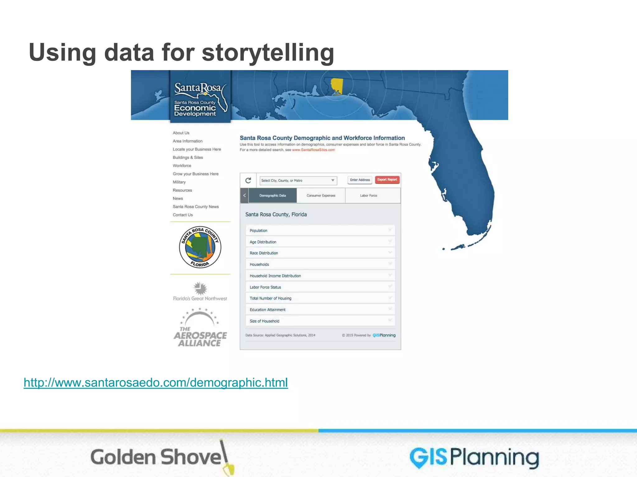 Using data for storytelling
http://www.santarosaedo.com/demographic.html
 