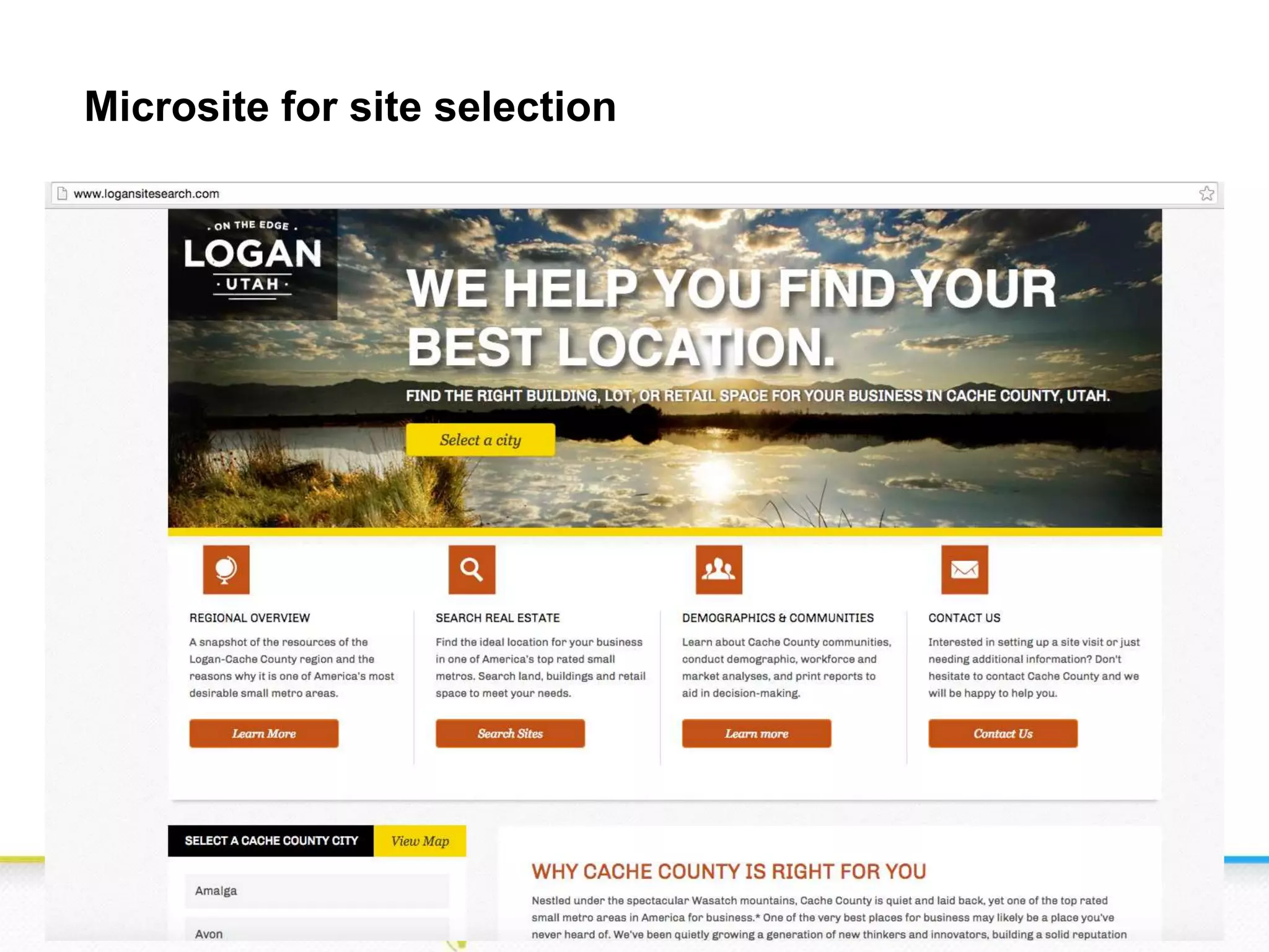 Microsite for site selection
 