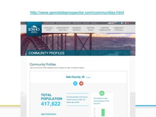 http://www.gemstateprospector.com/communities.html
 