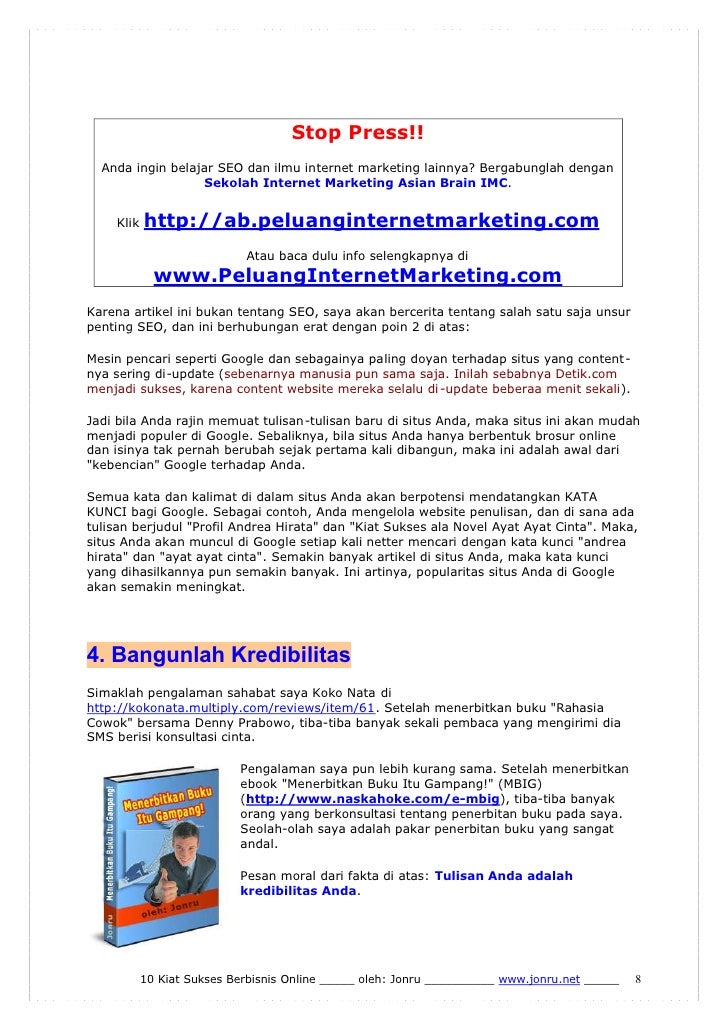 10 Kiat Sukses Bisnis Online