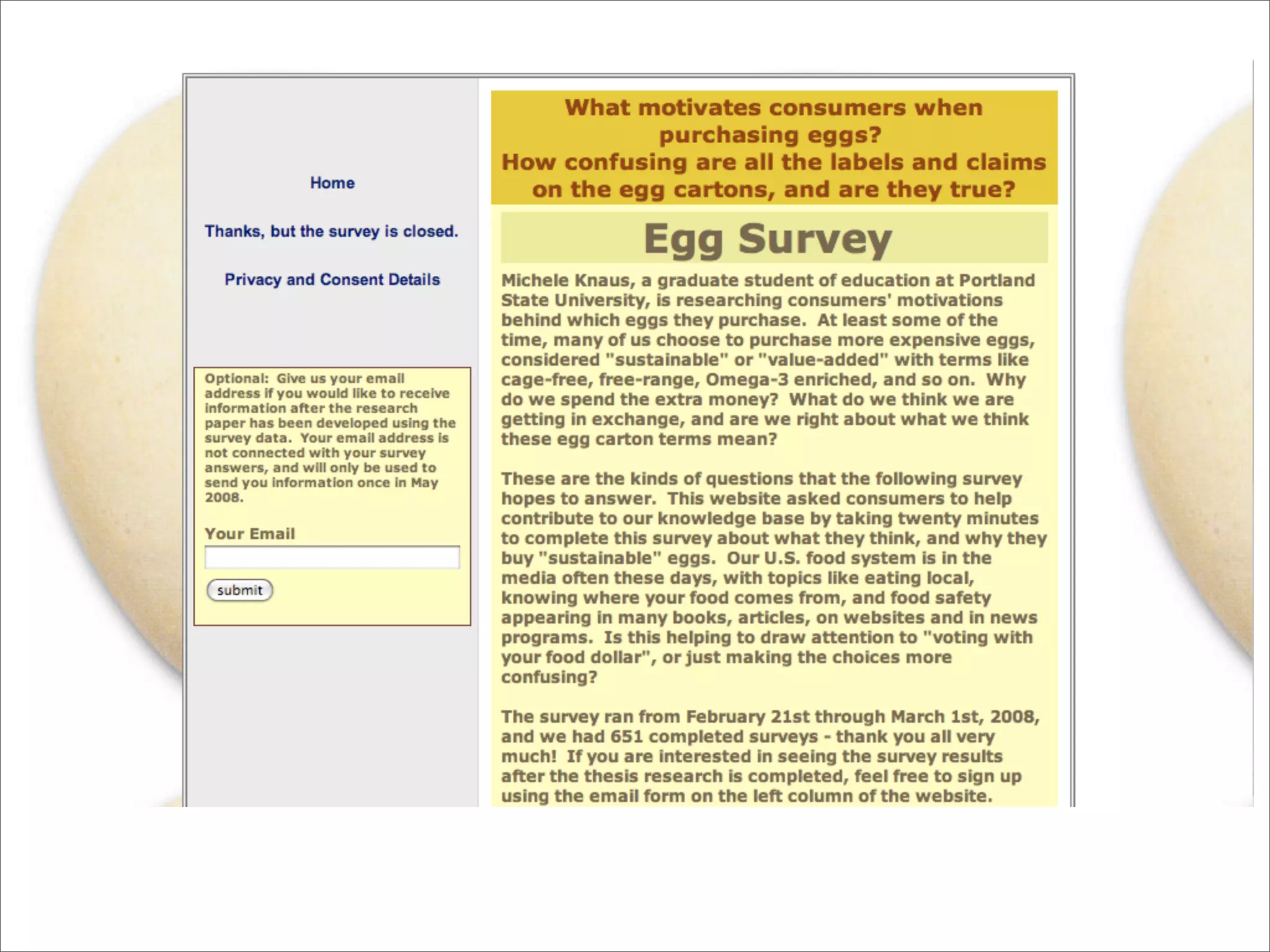 The Consumer and the Egg