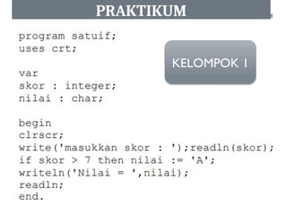 MATERI STRUKTUR PERCABANGAN DASAR DASAR PEMROGRAMAN | PPTX