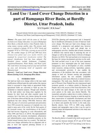 land use land cover change detection in a part of ramganga river basin ...