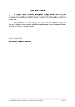 Program Mps 10 Langkah Praktis Penyusunan Memorandum Program Sanitasi (MPS) | PDF