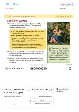 10 LA UNIDAD DE LOS CRISTIANOS _La división de la Iglesia - ppt ...