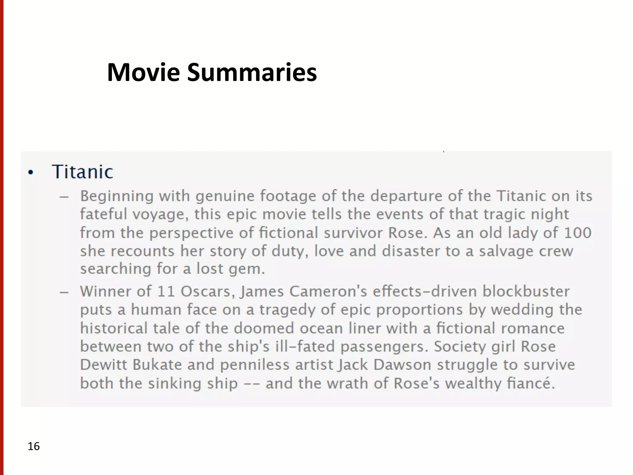 Movie  Summaries   16   