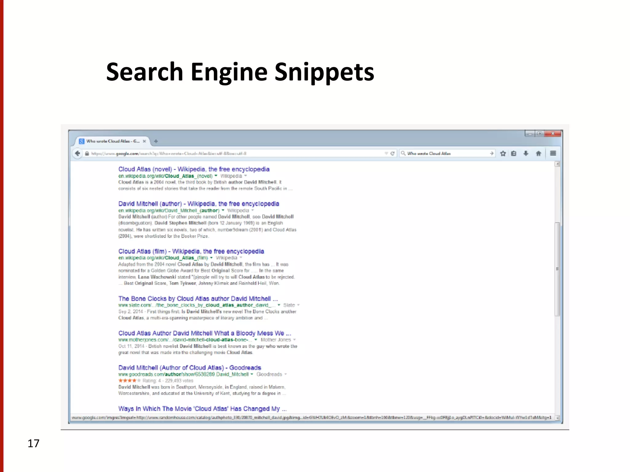 Search  Engine  Snippets   17   