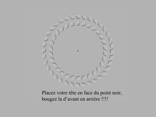 Placez votre tête en face du point noir, bougez la d’avant en arrière !!!! 