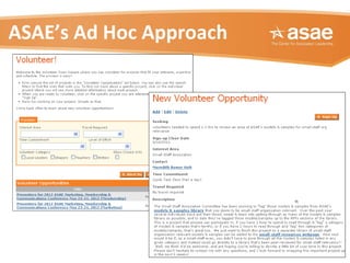 ASAE’s Ad Hoc Approach
 