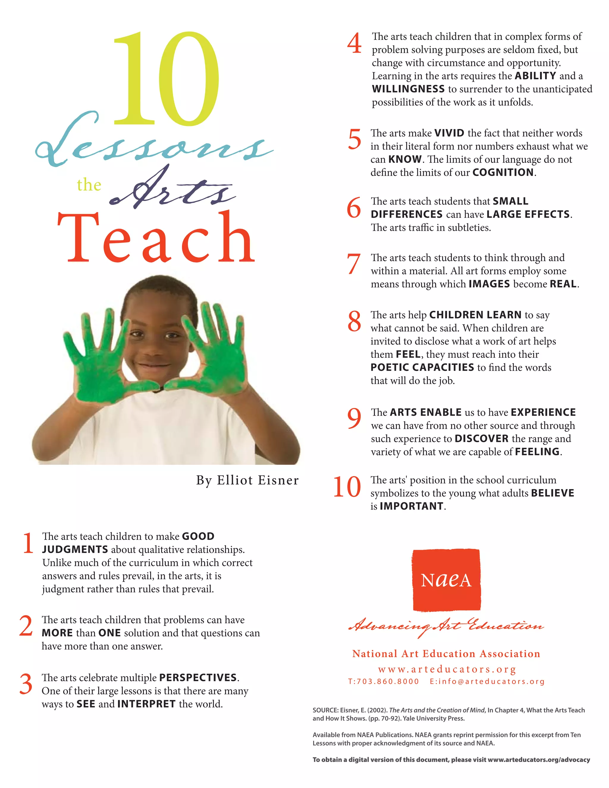 Ten Lessons the Arts Teach PDF