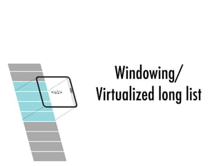 Windowing/
Virtualized long list
 