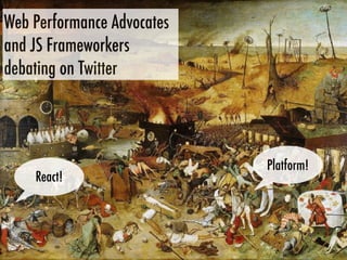 Web Performance Advocates
and JS Frameworkers
debating on Twitter
Platform!
React!
 