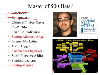 Master of 500 Hats? <ul><li>Developer </li></ul><ul><li>Entrepreneur </li></ul><ul><li>Ultimate Frisbee Player </li></ul><...