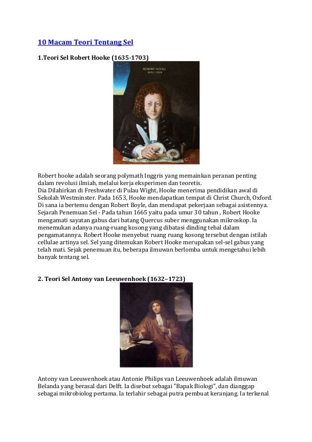 10 Macam Teori Tentang Sel