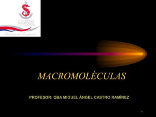 MACROMOLÉCULAS

PROFESOR: QBA MIGUEL ÁNGEL CASTRO RAMÍREZ


                                            1
 