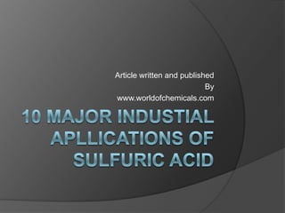 Article written and published
By
www.worldofchemicals.com

 