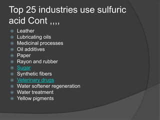10 major industrial applications of sulfuric acid | PPT