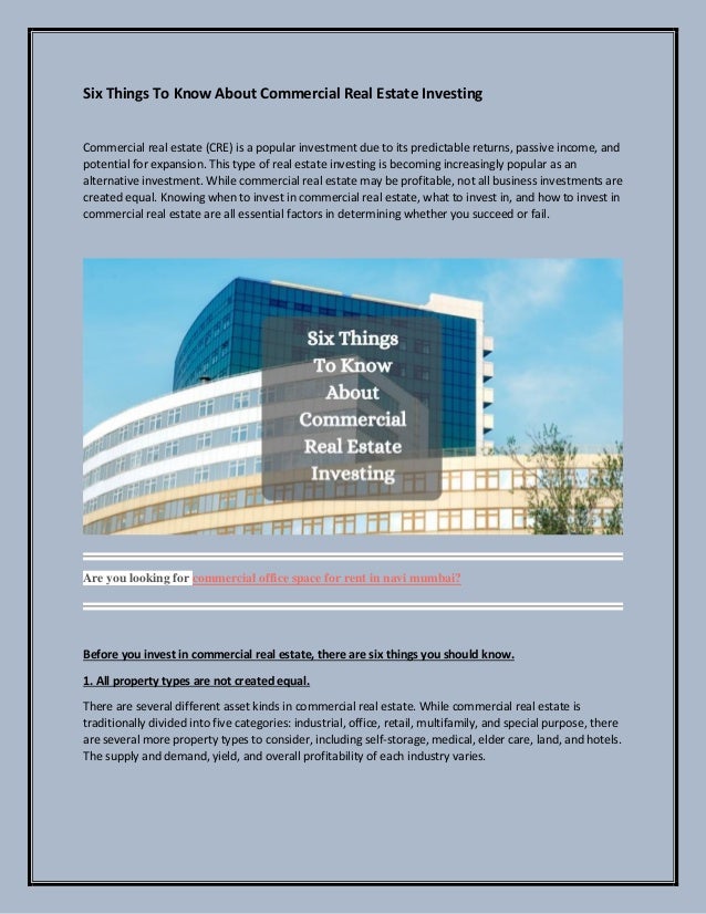 Six Things To Know About Commercial Real Estate Investing